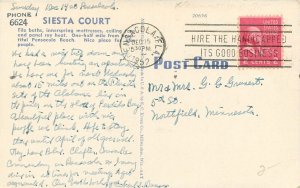 1952 Florida Pensacola Beach roadside Kropp linen Postcard 22-11696 