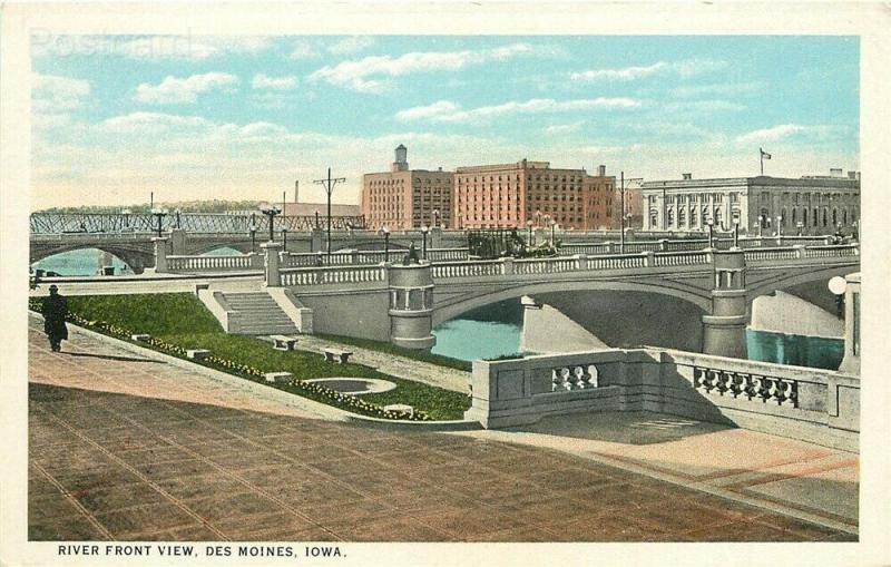 IA, Des Moines, Iowa, River Front View, Tichnor No. R-57023