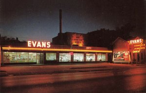 Davenport IA Evans Cleaners & Launderers Billboard Night View Postcard