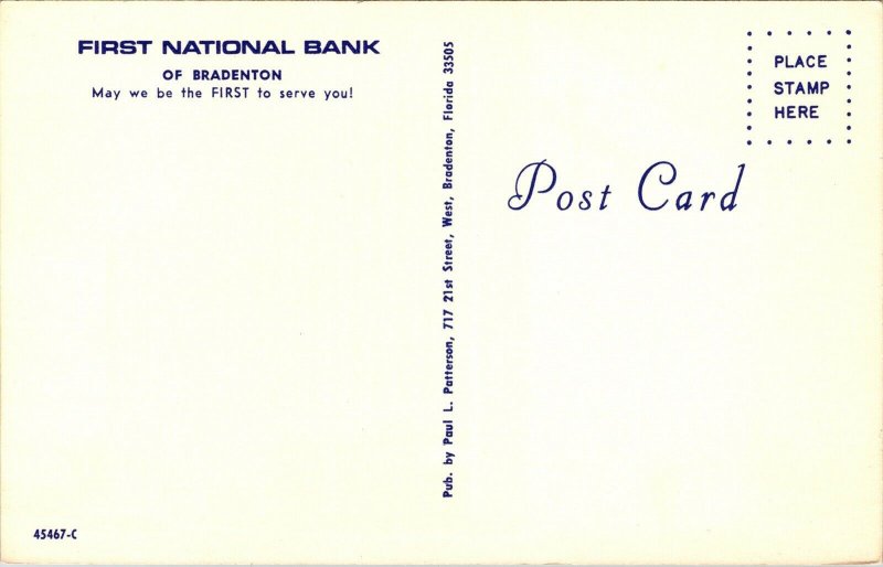 First National Bank Bradenton Florida fluido Station Wagon Postal Vintage UNP Vintage 