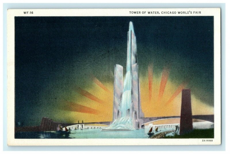 1933 Century of Progress, Tower of Water Chicago World's Fair Vintage Postcard 