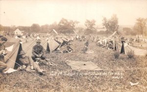 Camp at Champlain on The Hike 9th Regiment Tents Real Photo Postcard AA68992