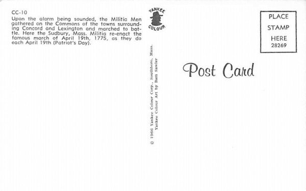 Militia Men gathered on the Commons Sudbury, Massachusetts Postcard