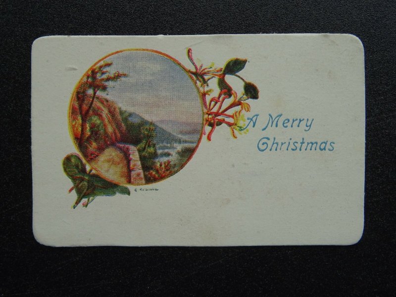 WW1 c1916 Embroidered Silk Postcard NEW YEAR & CHRISTMAS GREETING Insert Message