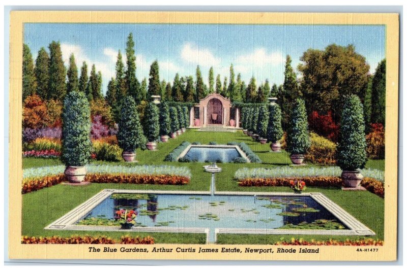 c1910's The Blue Gardens Arthur Curtis James Estate Newport RI Posted Postcard
