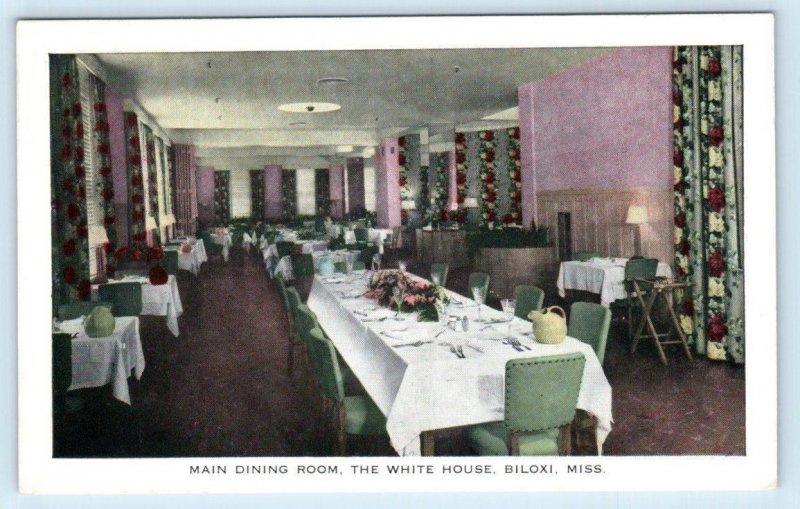 2 Postcards BILOXI, Mississippi MS ~ Roadside WHITE HOUSE HOTEL & Dining Room