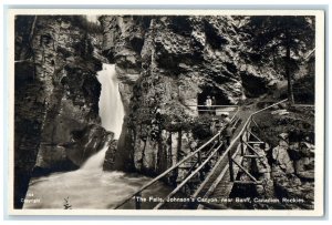 1934 The Falls Johnson's Canyon Near Banff Canadian Rockies RPPC Photo Postcard