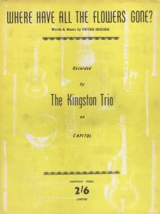 Where Have All The Flowers Gone Kingston Trio Rare Sheet Music