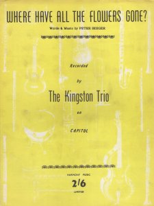 Where Have All The Flowers Gone Kingston Trio Rare Sheet Music
