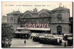 Old Postcard Paris Montparnasse Tramway Station