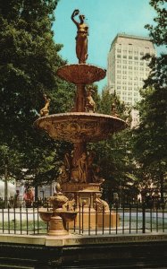 Vintage Postcard Fountain Hebe Court Square Sterick Building Memphis Tennessee