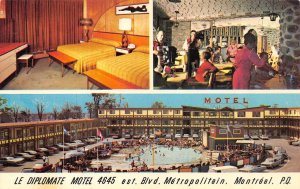 Montreal, PQ Canada  LE DIPLOMATE MOTEL  Pool~Bar/Accordian  ROADSIDE Postcard