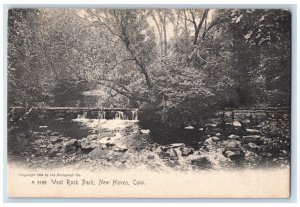 West Rock Park New Haven Connecticut CT, Water Falls Scene Rotograph Postcard