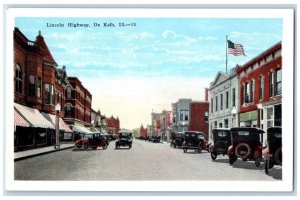 c1920 Lincoln Highway Classic Cars Exterior Building De Kalb Illinois Postcard