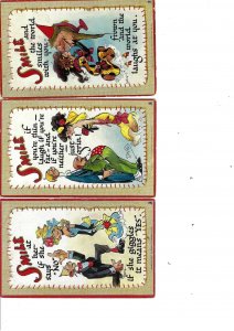 3 Vintage Artist Postcards: Dwiggins. Dry Humour Series No 5. Pub Raphael Tuck.