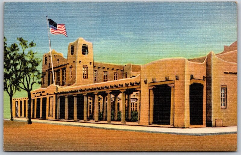 Vtg Santa Fe New Mexico NM US Post Office & Federal Building 1930s View Postcard