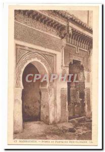 Morocco Marrakech Old Postcard Fountain Gate and Ben Slimane