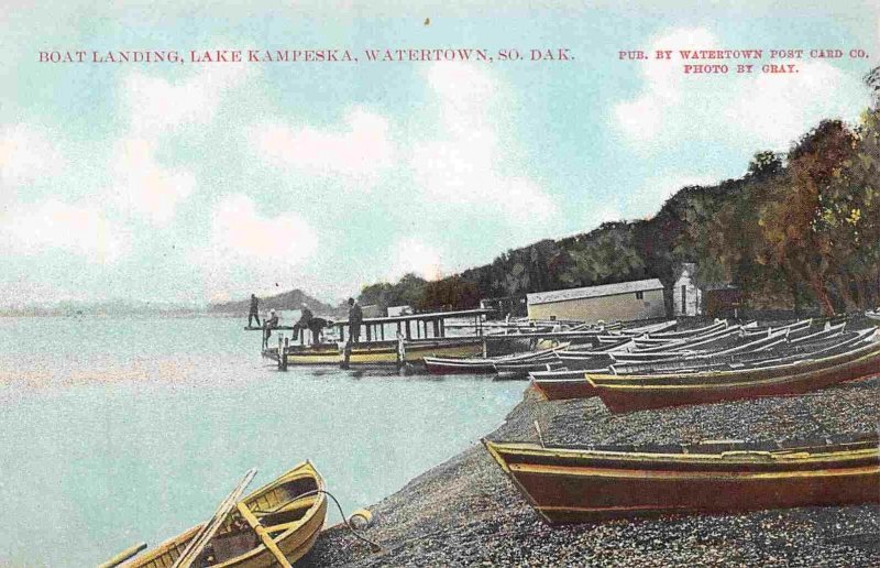 Boat Landing Lake Kampeska Watertown South Dakota 1910c postcard