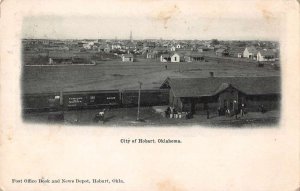 Hobart Oklahoma Train Station Birds Eye View Vintage Postcard AA43021