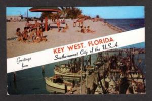 FL Greetings KEY WEST FLORIDA Postcard Fishing Boats PC