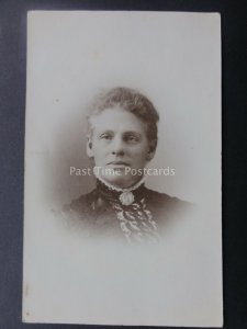 Studio Portrait of EDWARDIAN LADY WITH HIGH COLLAR & BROOCH RP Postcard
