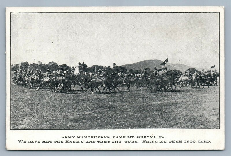 CAMP MT. GRETNA PA WWI ARMY CAVALRY MANOEUVRES ANTIQUE PRIVATE MAILING POSTCARD