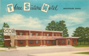 Montpelier Idaho Three Sisters Motel roadside Lynx Products Postcard 11013