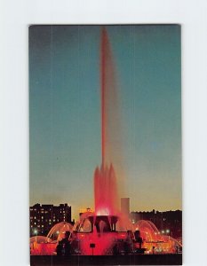 Postcard Buckingham Memorial Fountain At Night, Chicago, Illinois