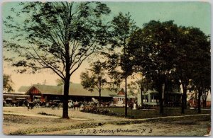 CPR Station Woodstock NB New Brunswick Canada CP Railway Depot Tuck Postcard H69