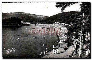 Postcard The Old Auvergne Chambon lake view of assembly and Fishing Beach and...