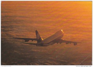 LUFTHANSA Airlines B-747 in Flight at Sunset, 1980