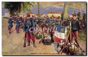 Old Postcard Army During the halt Flag