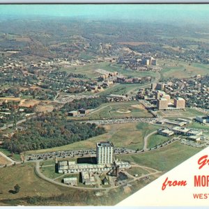 c1970s Morgantown WV Greetings PC Birds Eye Campus University West Virginia A231