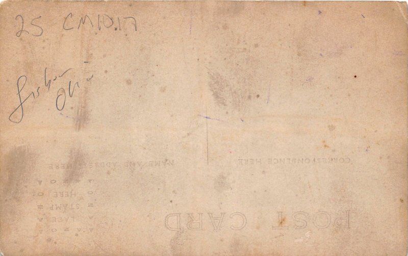 H98/ Lisbon Ohio RPPC Postcard c1910 Steam Laundry Store Men Bench  81