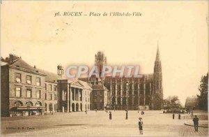 Old Postcard Rouen Place de Ville Hotel