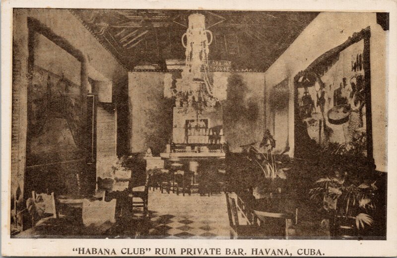 Havana Cuba Habana Club Rum Private Bar Advertising Unused Postcard G82