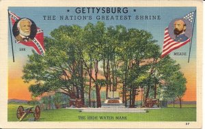 Gettysburg PA, Lee, Meade, High Water Mark Confederate Monument, Civil War, 1950