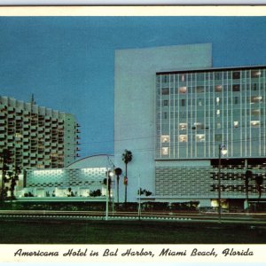 c1950s Panoramic Miami Beach FL Americana Hotel 8 Wide Chrome Photo Postcard 5N