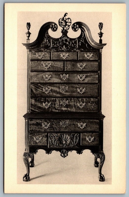 Postcard Winterthur DE c1960s Mahogany High Chest of Drawers Philadelphia c1765