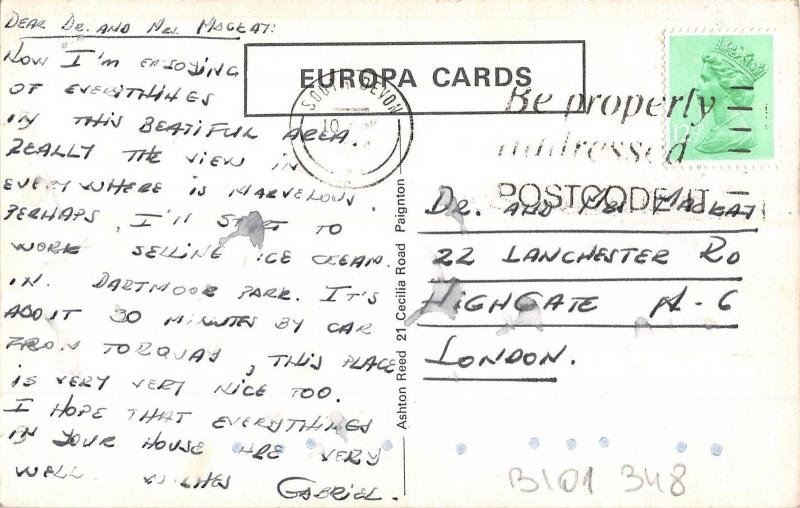 B101348 cockington village torbay devon chariot  uk 14x9cm