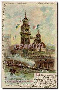 Old Postcard transparent map Paris Exposition Universelle 1900 Royal flag of ...