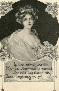 Circa 1910 Lovely Art Nouveau Fab Lady Border Artist Signed Postcard P3