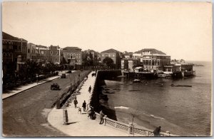 Roadway Bridge Ocean View And Buildings Real Photo RPPC Postcard Postcard