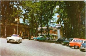 Plymouth NH Central Park Square c.1950s Cars Postcard #1