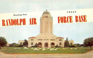 TX, Texas  RANDOLPH AIR FORCE BASE Greetings  c1950's Military Chrome Postcard