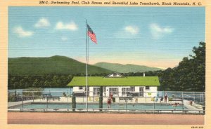 Vintage Postcard 1920's Swimming Pool Club House & Lake Tomahawk Black Mtns. NC
