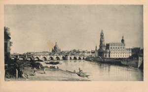 Navigation & sailing related old postcard painting Bernardo Canaletto Dresden