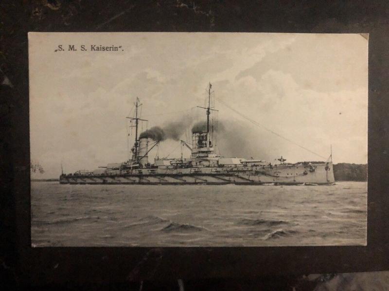 Mint Germany RPPC Postcard SMS Kaiserin Battleship Kaiserliche Marine WWI