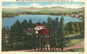 Vintage Postcard Mirror Lake Inn  In The Foreground Lake Placid New York C. W. H