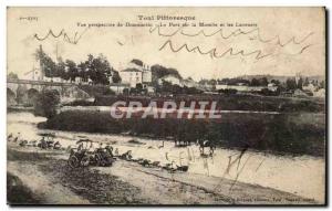 Toul Old Postcard Perspective view of Domamrtin The bridge over the Moselle a...